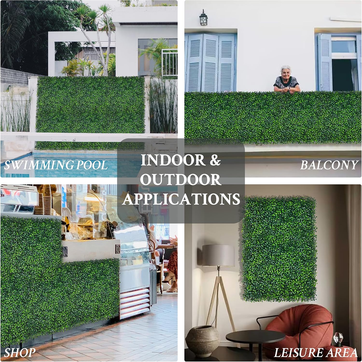 10"x 10"(8 P), UV-Anti Artificial Grass Wall Panel, 4-Layer Leaf