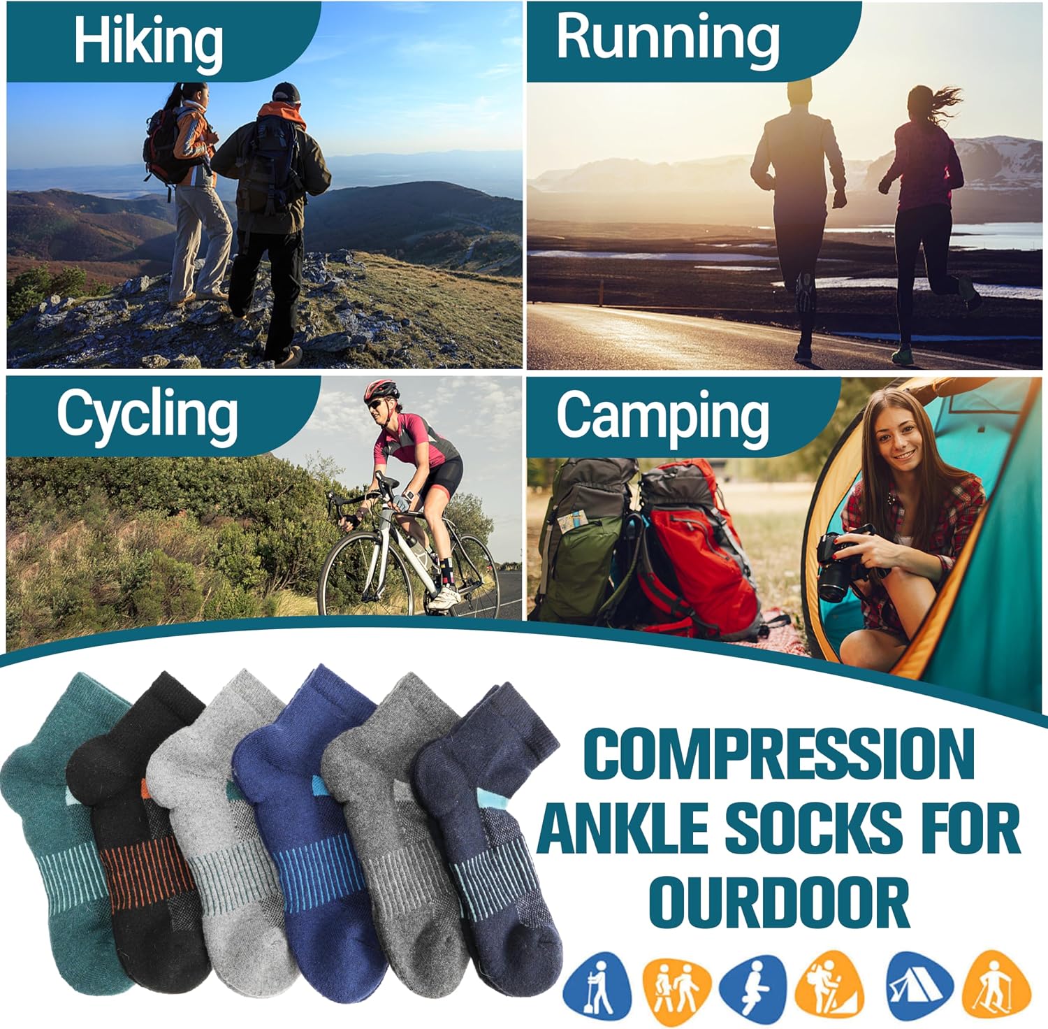 Anlisim Merino Wool Ankle Running Hiking Socks for Women and Men
