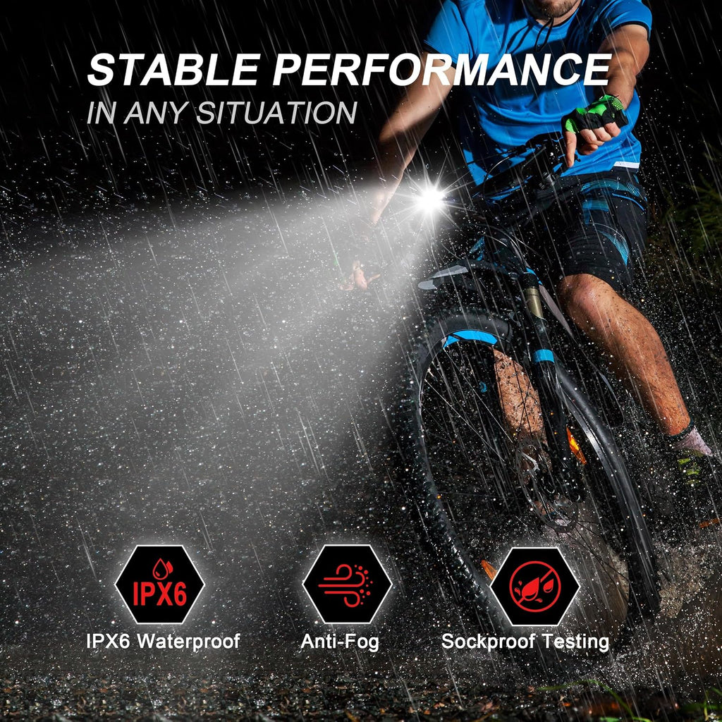 G2FS LITH- Bcycle Front and Rear Light Set. USB-Rechargeable Bike Lights Feature 4+5 Lighting Modes for Night Riding，Suitable for Night Riding& Handheld Flashlights