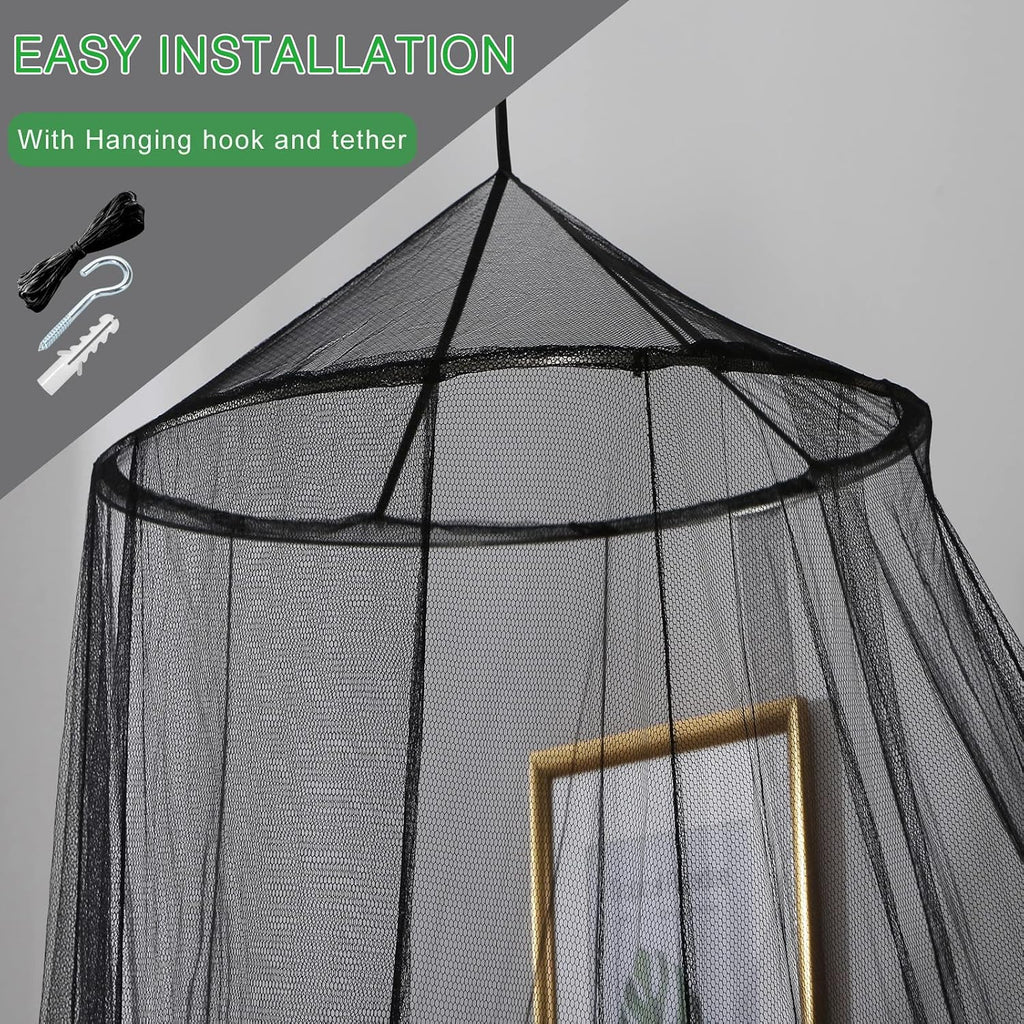 Mosquito Net Bed Canopy for Girls Black Bed Curtains Tent Twin Queen Size