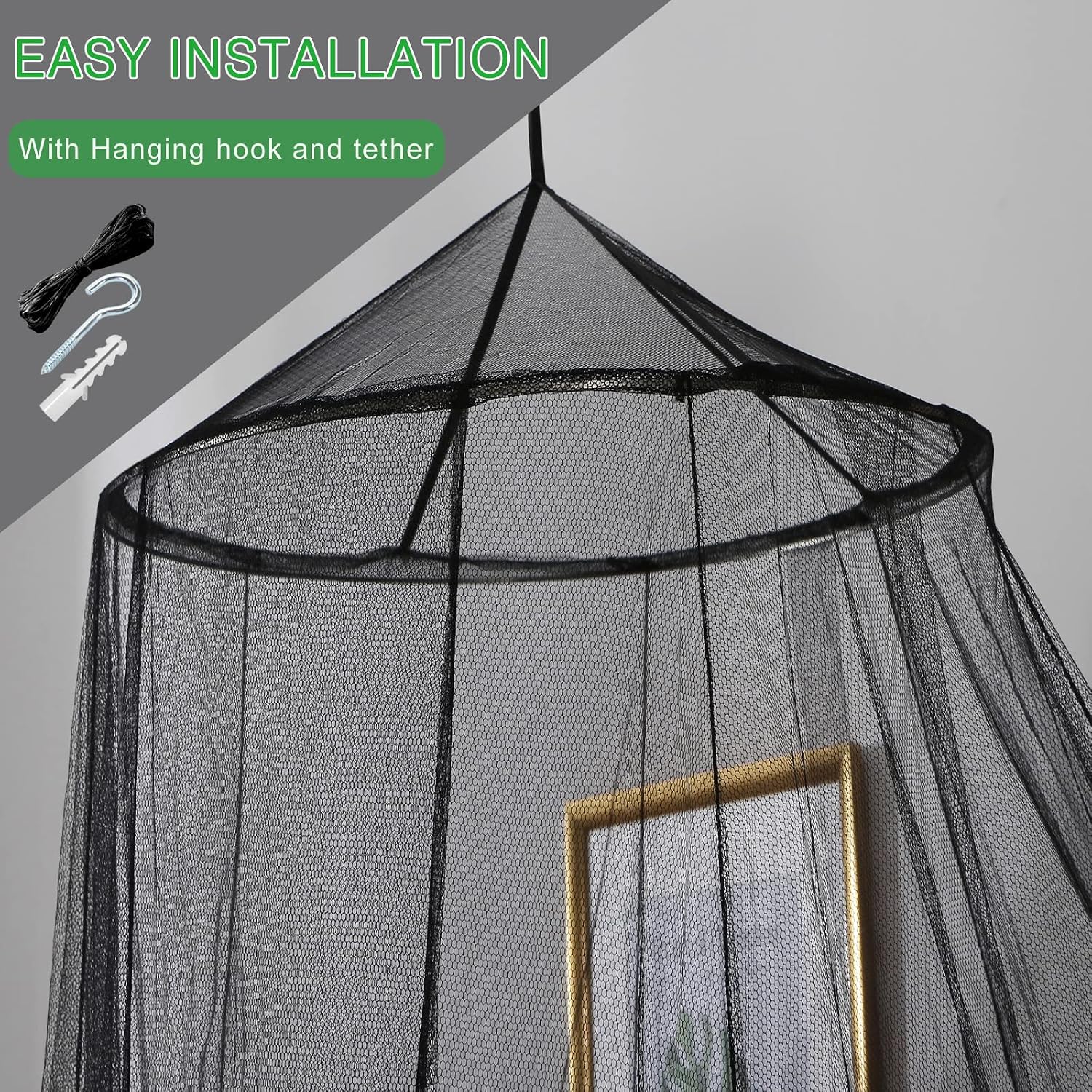 Mosquito Net Bed Canopy for Girls Black Bed Curtains Tent Twin Queen Size