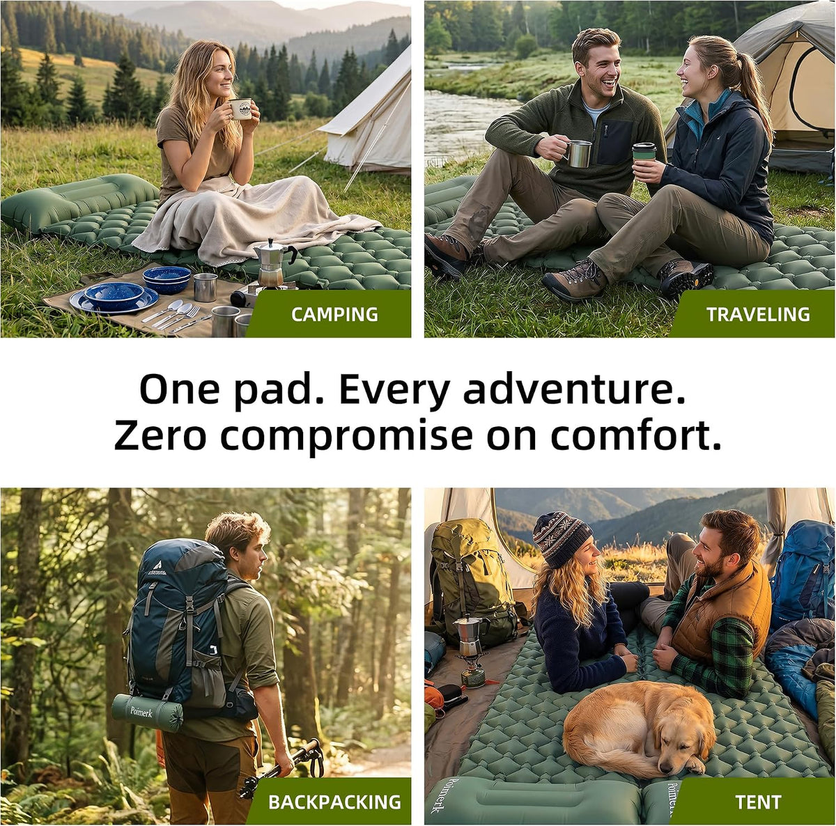 Ultralight Camping Sleeping Pad Mat, Compact Air Mattress for Backpacking