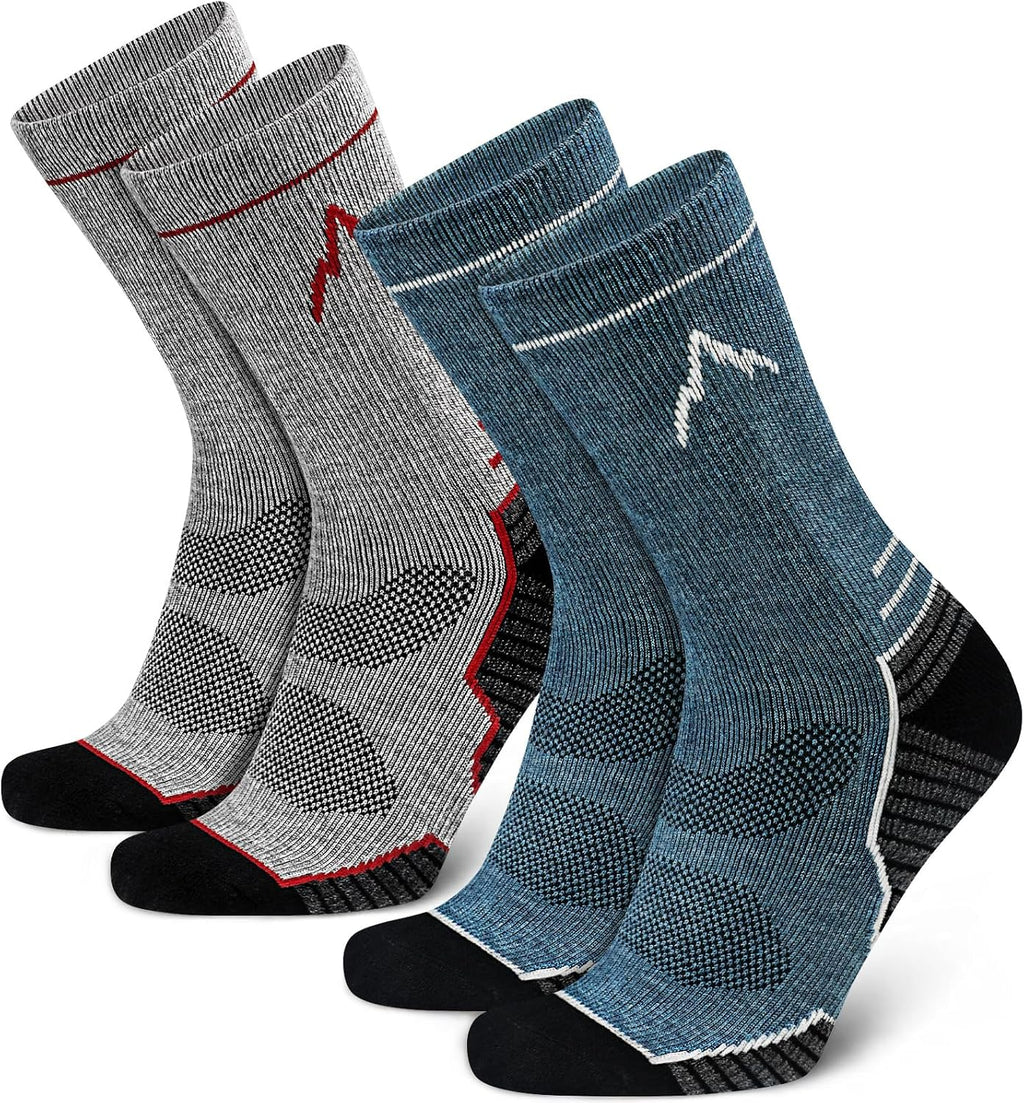 SIXDAYSOX Merino Wool Socks Mens, Crew Cushioned Hiking Socks Men Size 8-16