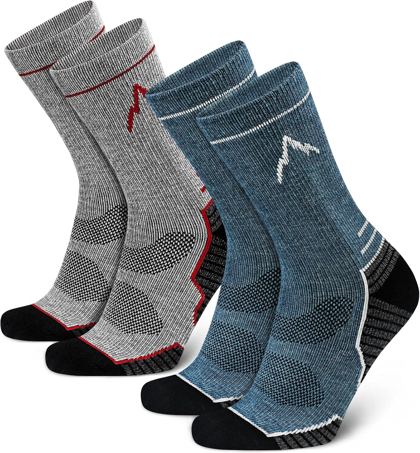 SIXDAYSOX Merino Wool Socks Mens, Crew Cushioned Hiking Socks Men Size 8-16