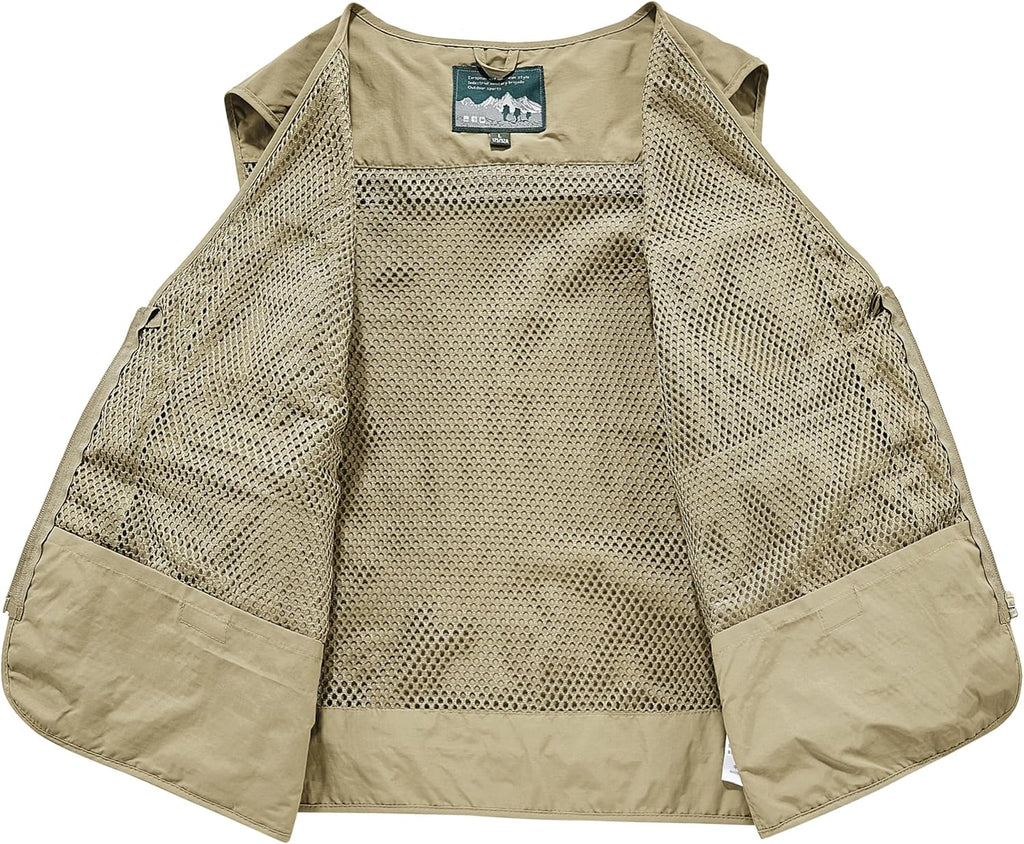 PRIJOUHE Fishing Vest for Men Casual Summer Travel Safari Sleeveless Jacket