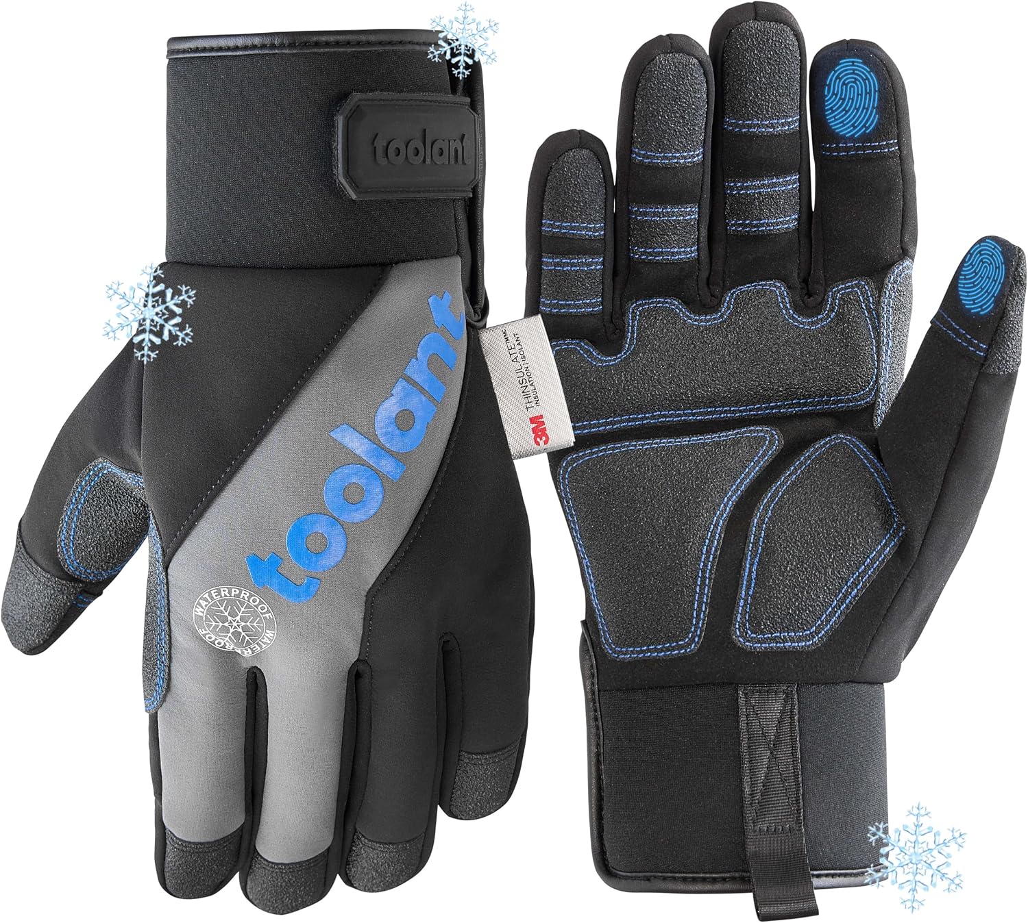 toolant Winter Work Gloves for Men, Insulated Waterproof Work Gloves with Reinforced Palm for Cold Weather Protection