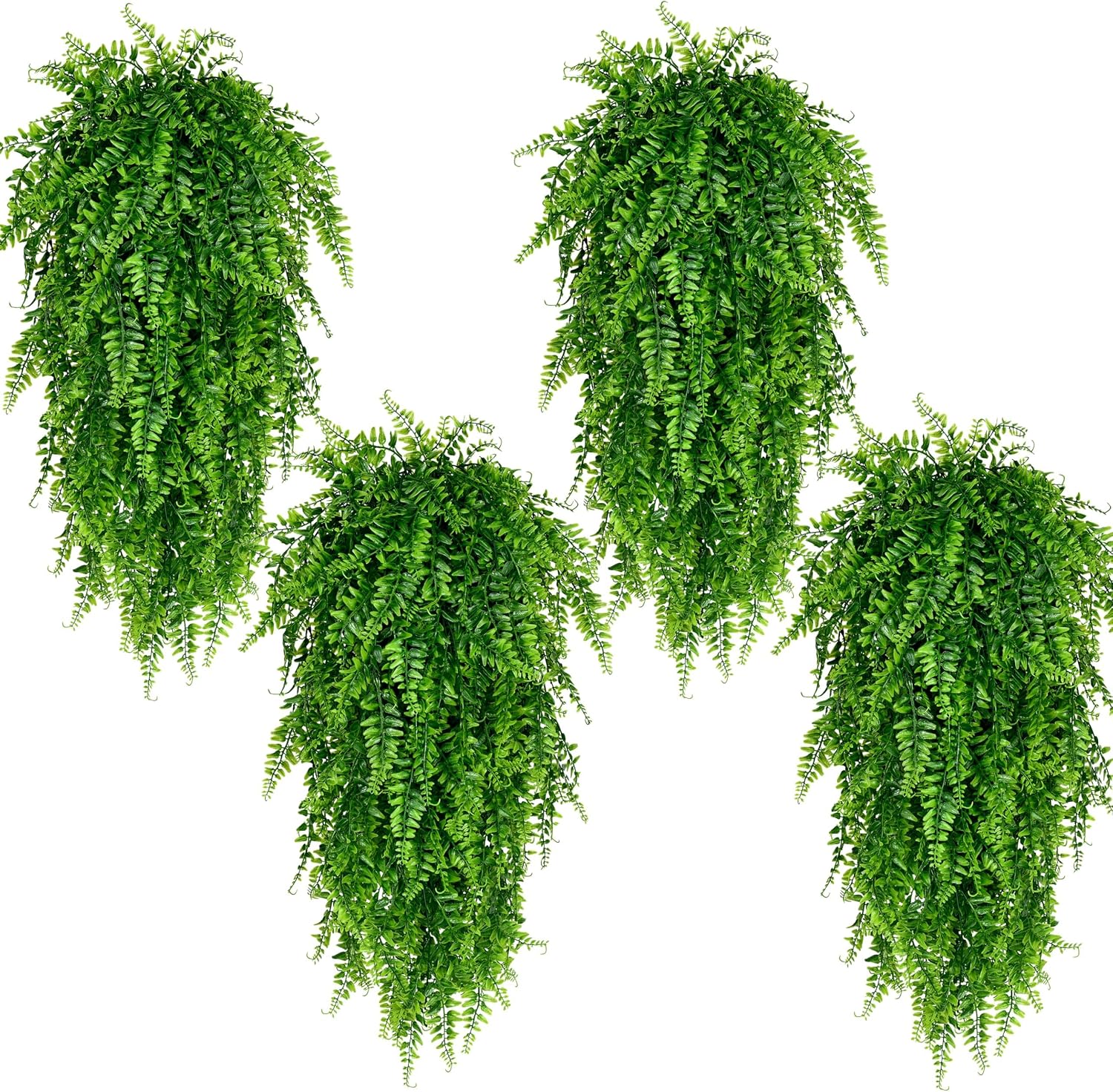 Waipfaru 4Pcs Fake Hanging Plants Artificial Ferns for Outdoors Fake Ferns