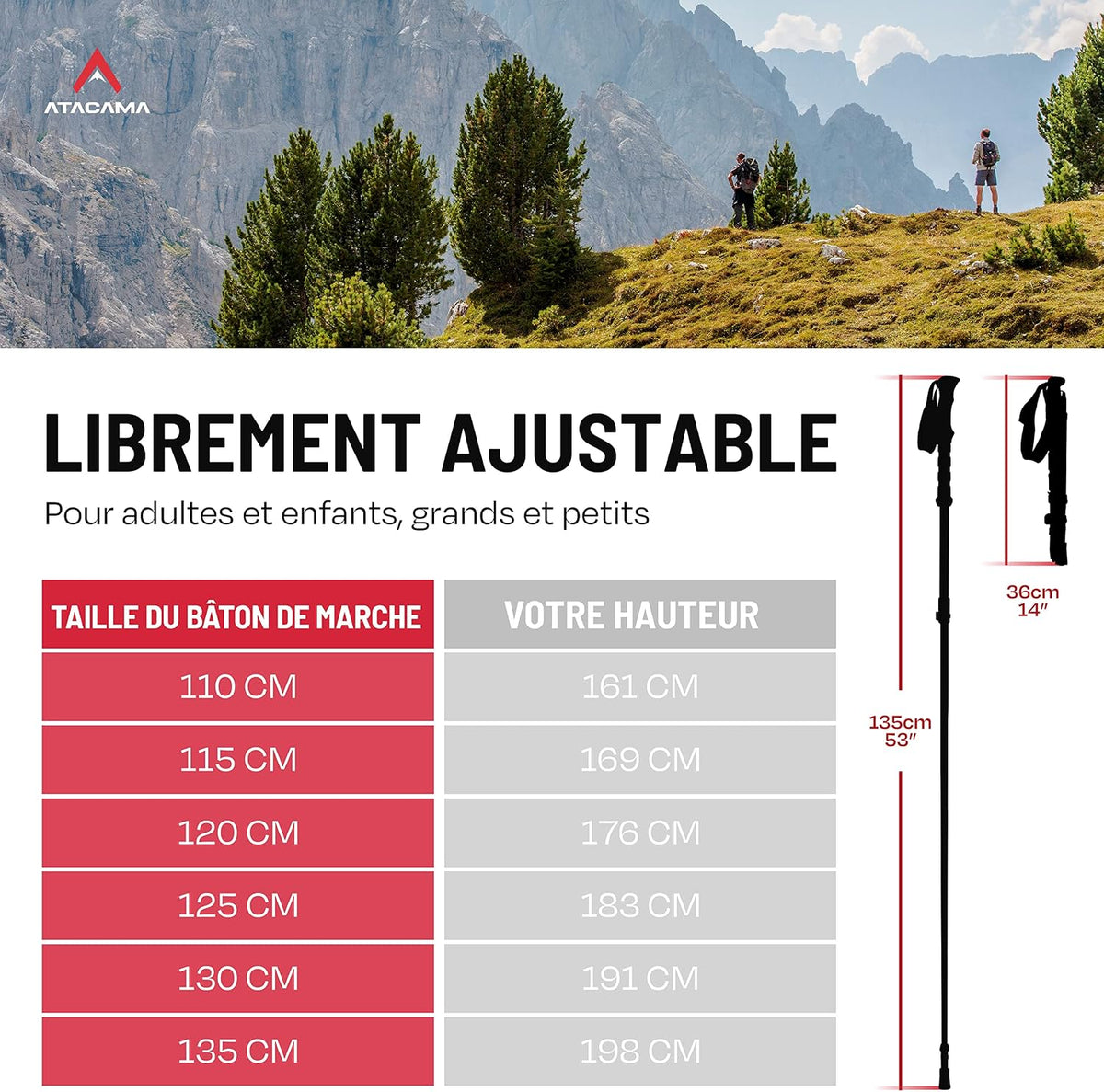 ATACAMA Lightweight Foldable Carbon and Aluminum 7075 Collapsible Hiking Sticks with Cork Handle - Hiking Poles Telescopic Trekking Poles Folding Walking Sticks For Hiking Accessories Nordic Walking Poles