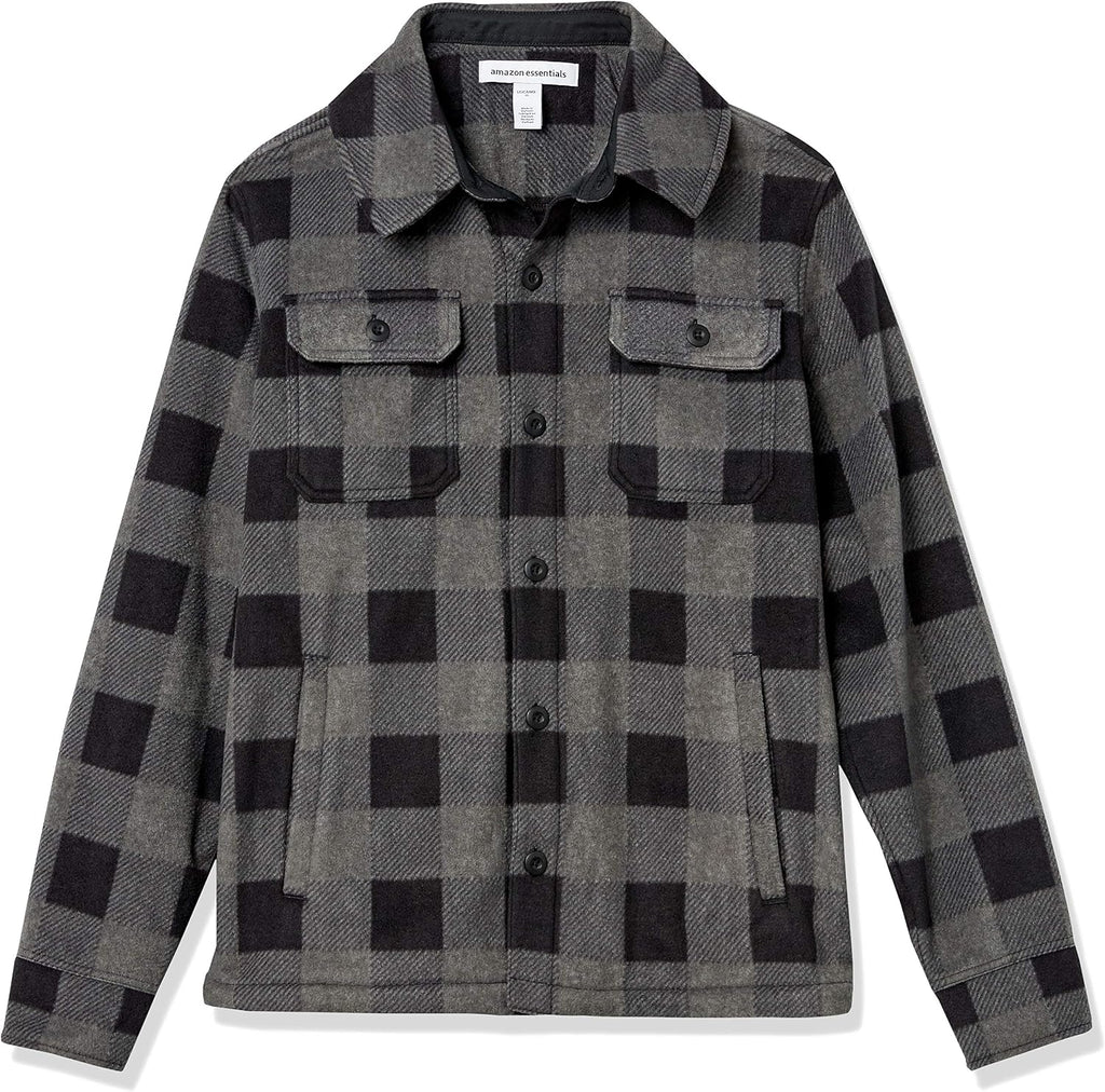 Amazon Essentials Men's Long-Sleeve Polar Fleece Shirt Jacket for Winter, Jackets