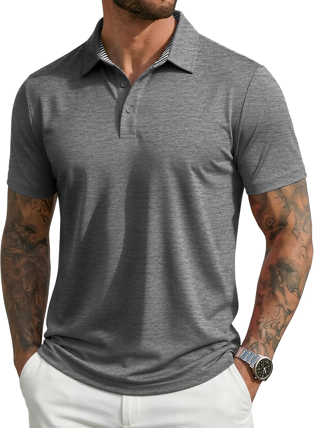 MAGCOMSEN Men's Short Sleeve Polo Golf Shirts 3-Button Moisture Wicking Athletic T-Shirts Casual Collared Shirt