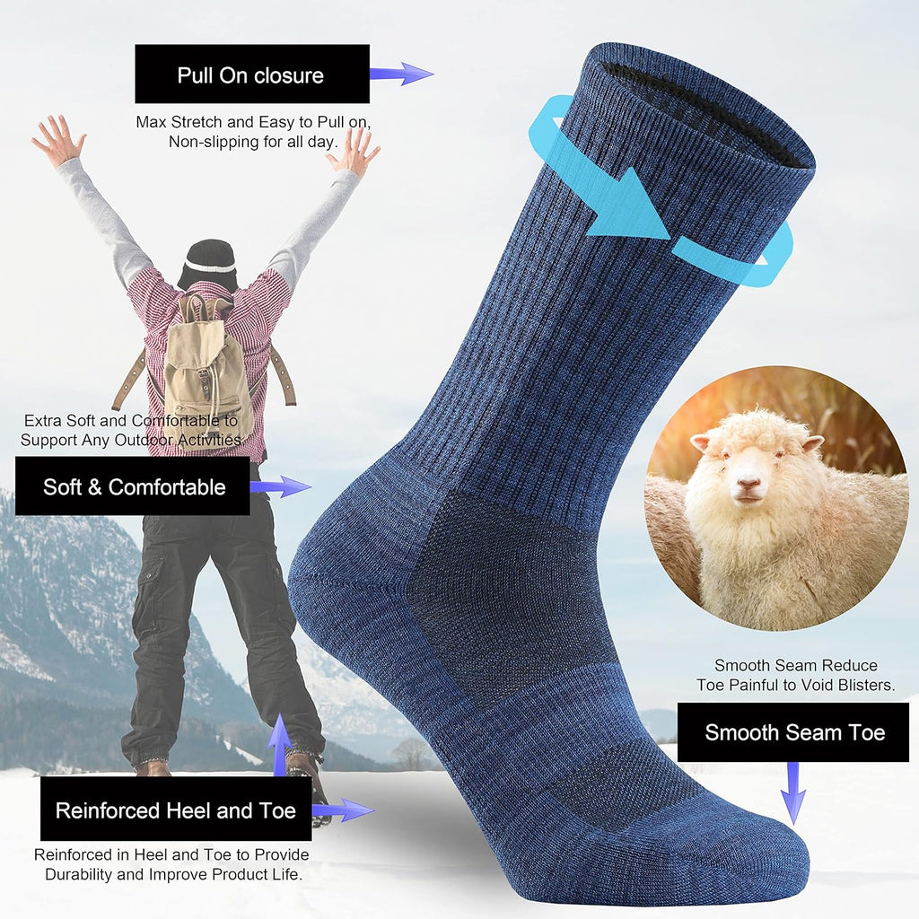 Ortis Merino Wool Socks for Men Outdoor Hiking Casual Soft Cushion Crew