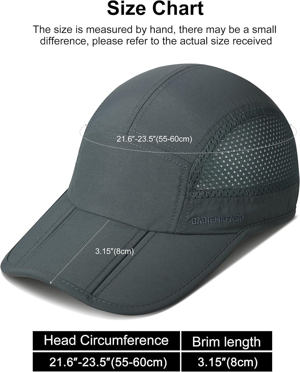 GADIEMKENSD Mens Folding Outdoor Hat Long Brim UPF 50+ Sun Protection