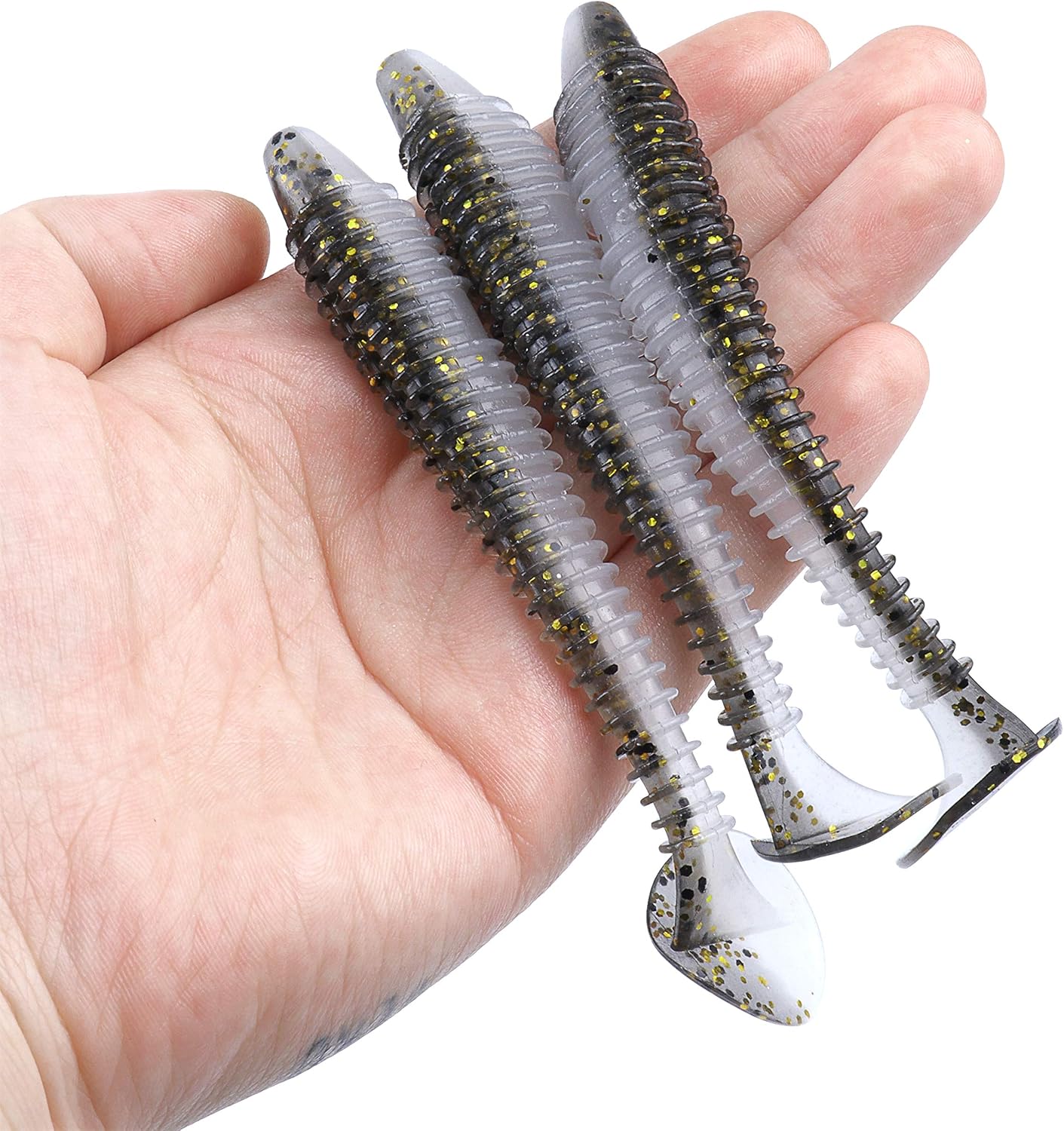 RUNCL Swimbaits Paddle 10/20/30/40PCS, 5/4/3/2 Inchs Paddle Tail, Soft Lure for Trout Crappie Bass, Durable Plastic Bait Swimmer for Saltwater/Freshwater, Fishing Lover's Gift