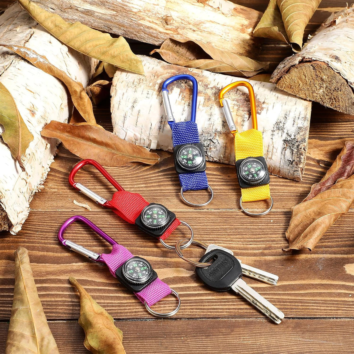 TOODOO 36 Pieces Compass Keychain Bulk, Mini Pocket Compasses Keychain