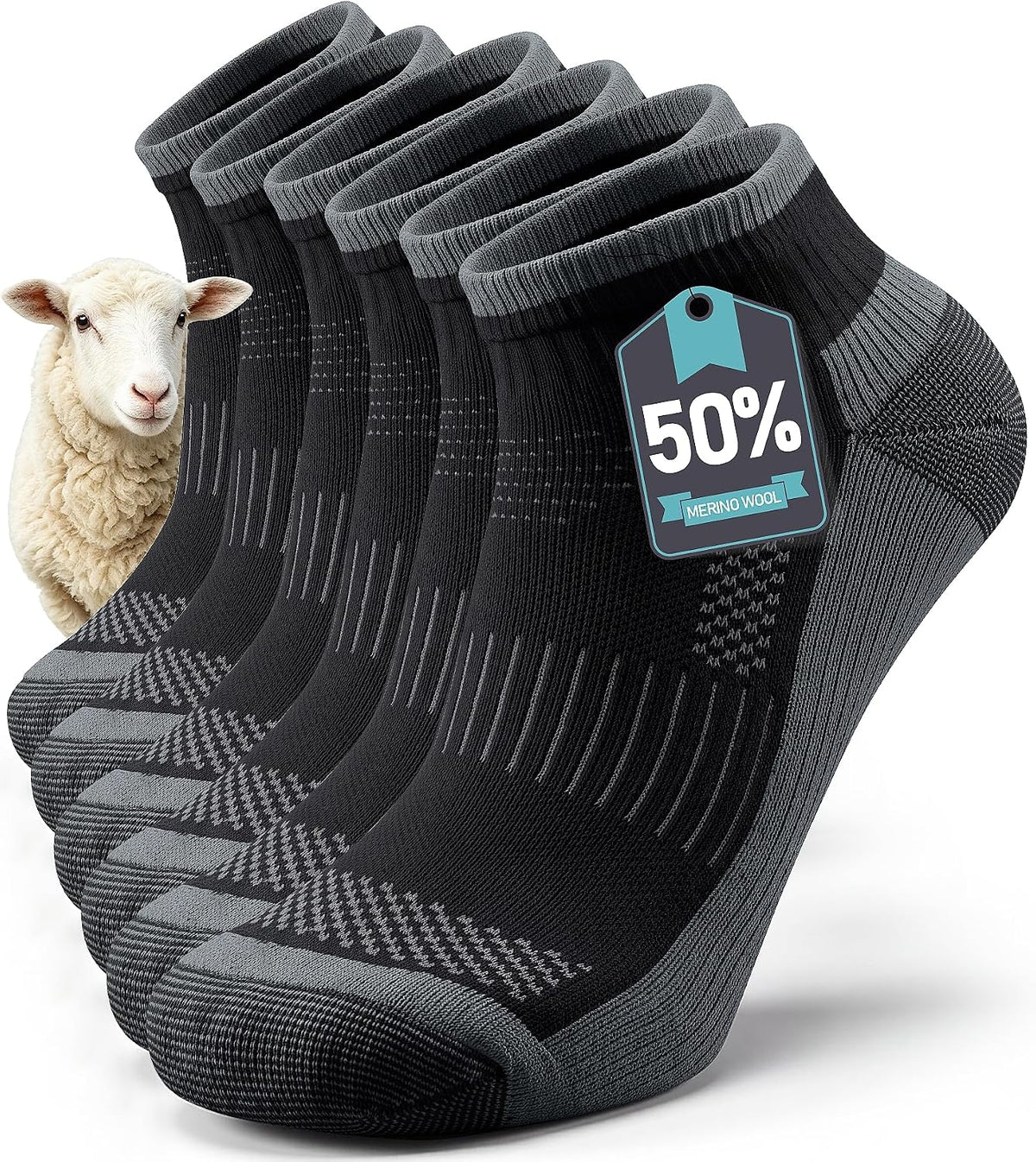 TANSTC Merino Wool Socks, Breathable Cushioned Hiking Socks