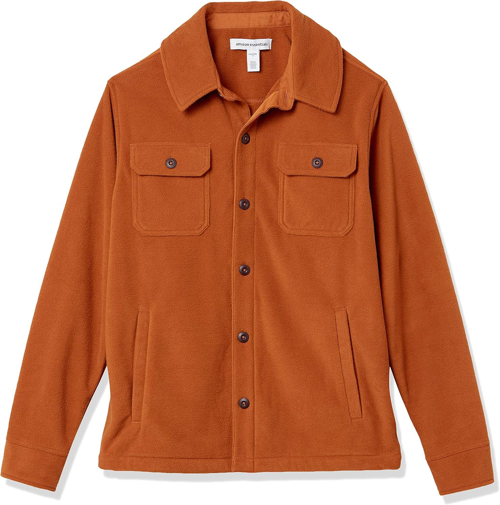 Amazon Essentials Men's Long-Sleeve Polar Fleece Shirt Jacket for Winter, Jackets