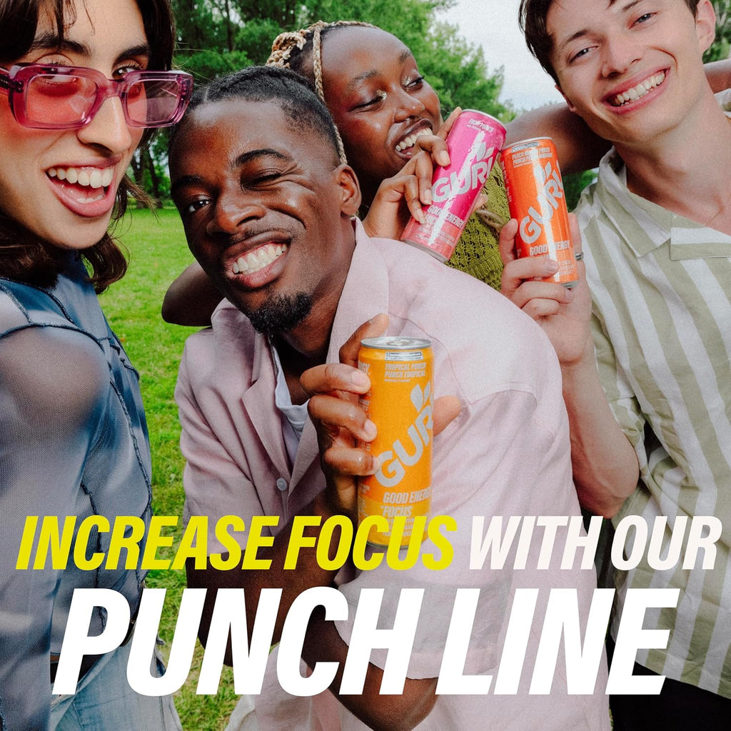 GURU Organic Energy Drink, Peach Mango Punch, 12 Fl Oz, 12 Pack