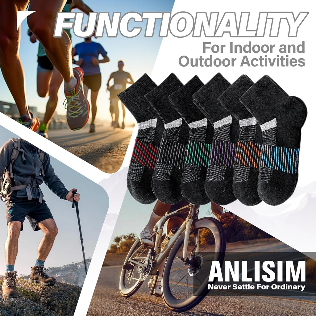 Anlisim Merino Wool Ankle Running Hiking Socks for Women and Men