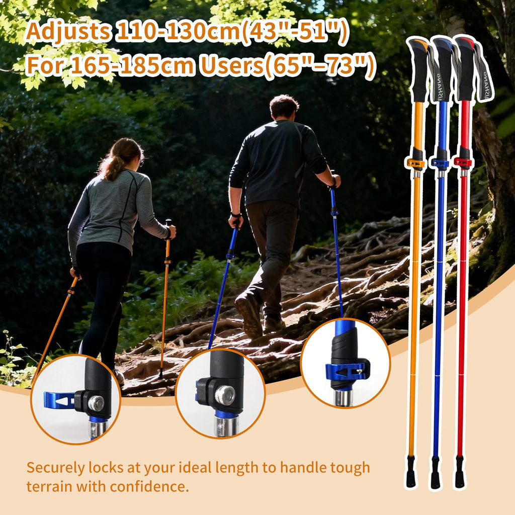 2-Pack 7075 Aluminum Ultralight Folding Trekking Poles, Professional Walking Sticks for Hiking, Adjustable, Portable for Trekking, Camping, Mountaineering