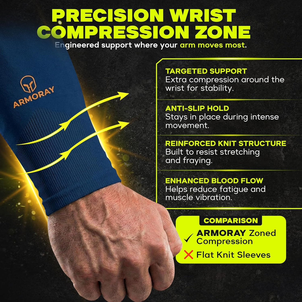 ARMORAY Arm Sleeves for Men and Women - UV Sun Protection Cooling Compression - Tattoo Cover Up Sleeve for Daily Wear & Work