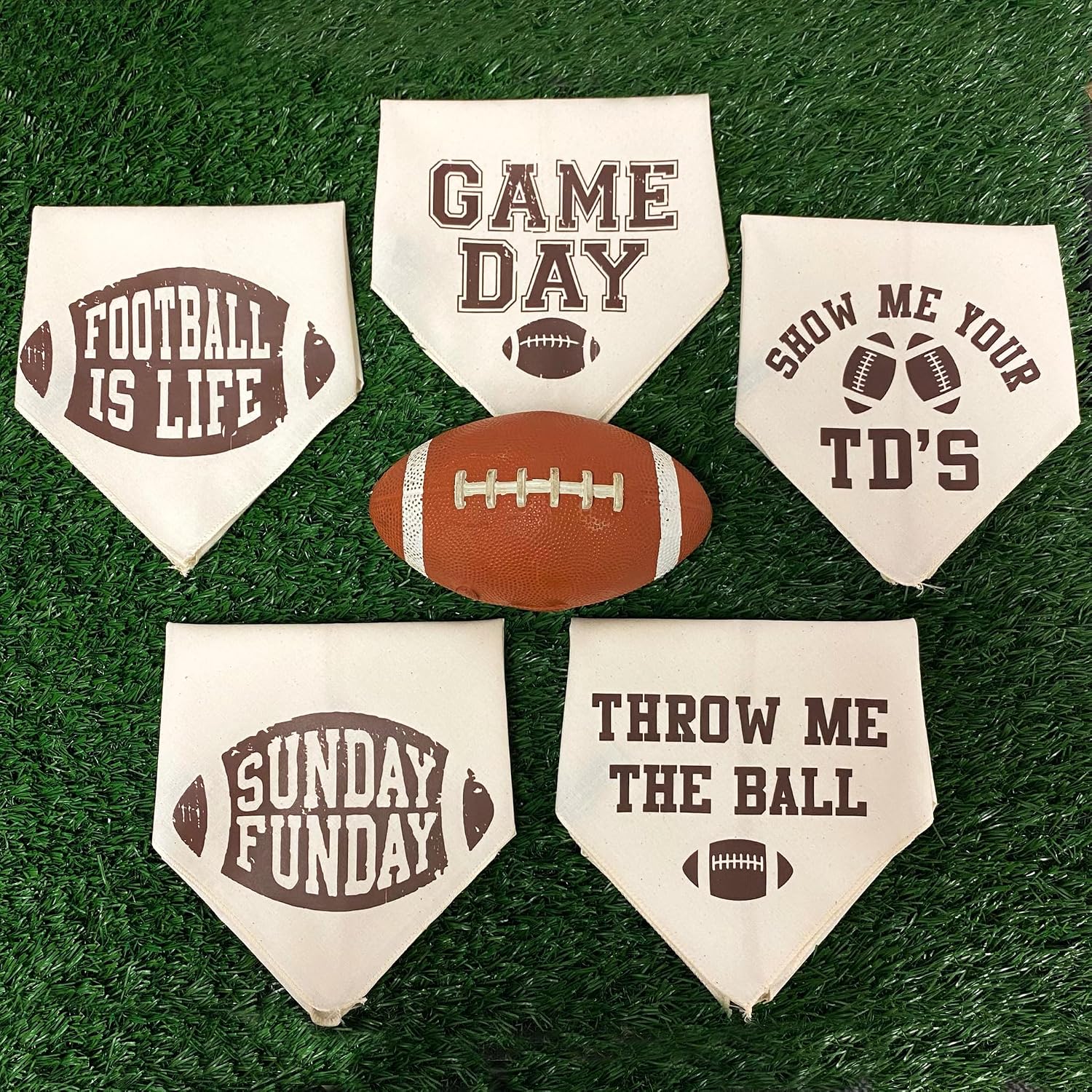 Show Me Your TD's Dog Bandana | 100% Cotton Adjustable Triangle | Made in USA | Football | Sports | Biggest Fan | Game Day | Natural, One Size (858)