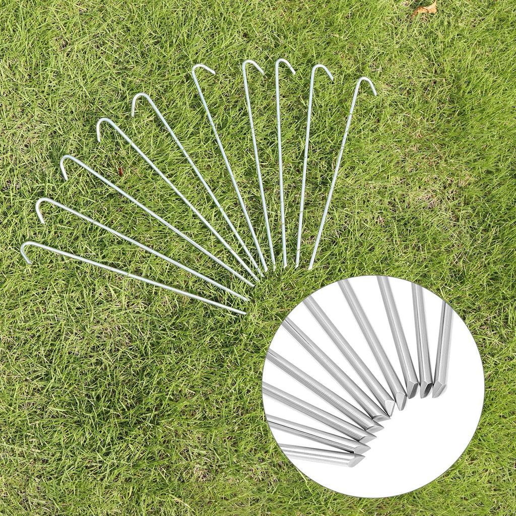 QWORK Metal Tent Stakes, 120 Pack 9-Inch Heavy Duty Camping Tarp Stakes, Galvanized Steel Garden Edging Fence Hooks, Canopy Anchors