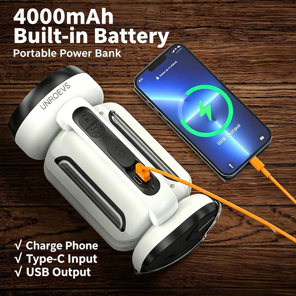 UNROEVS Camping Lantern,Rechargeable Handheld Flashlight & Emergency Light