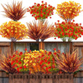 20 Bundles Artificial Fall Flowers for Outdoors Fall Decorations for Home