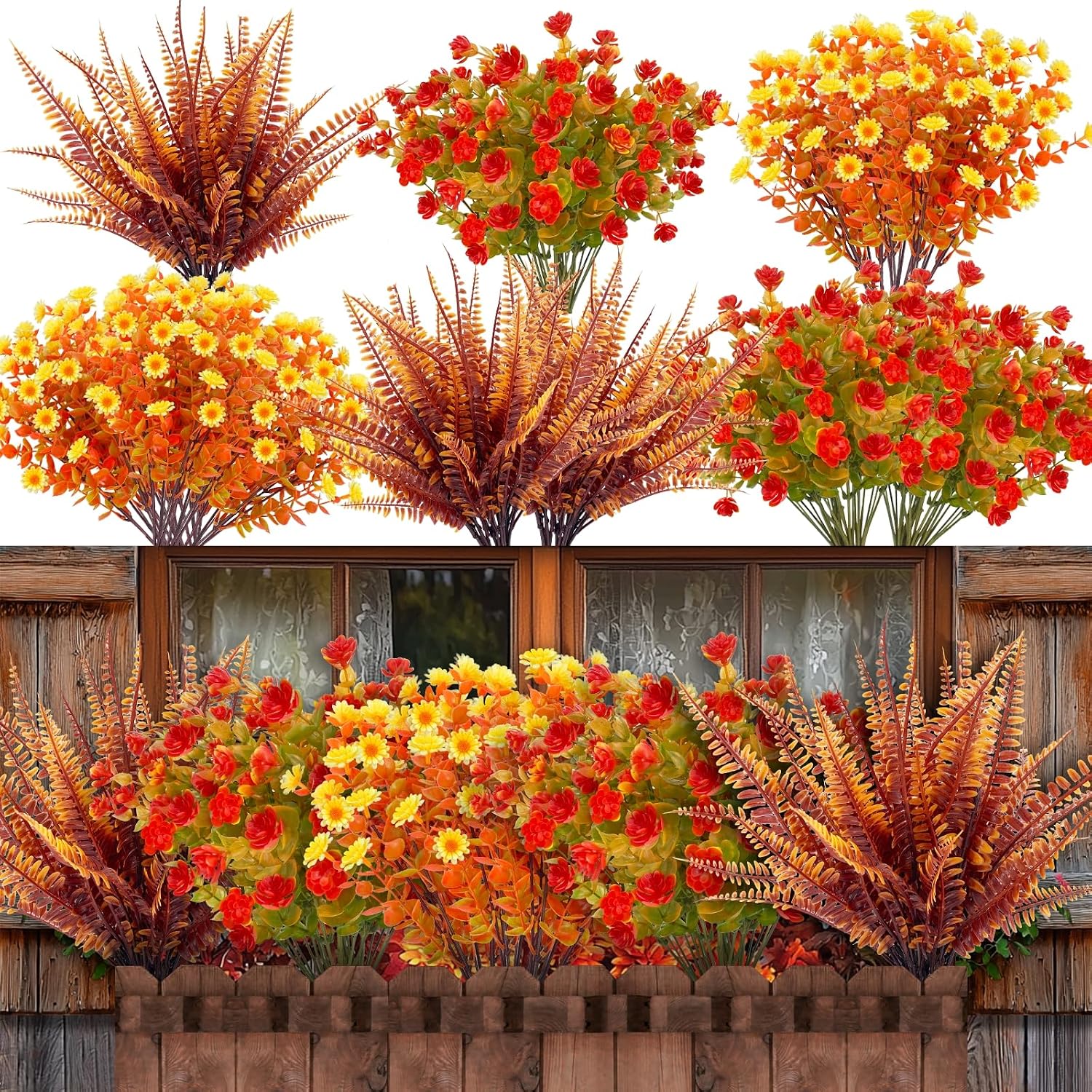 20 Bundles Artificial Fall Flowers for Outdoors Fall Decorations for Home