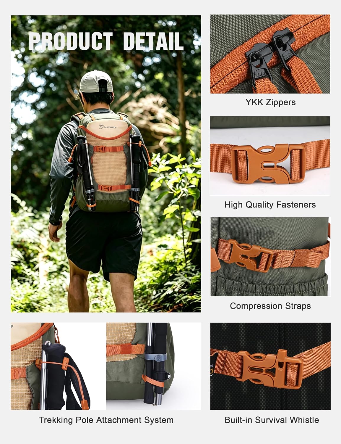 MOUNTAINTOP 20L Hiking Backpack, Lightweight Small Outdoor Daypack