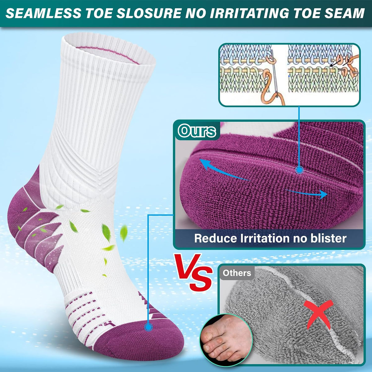 Hylaea Unisex Crew Socks for Running Athletic, Comperssion & No Blisters