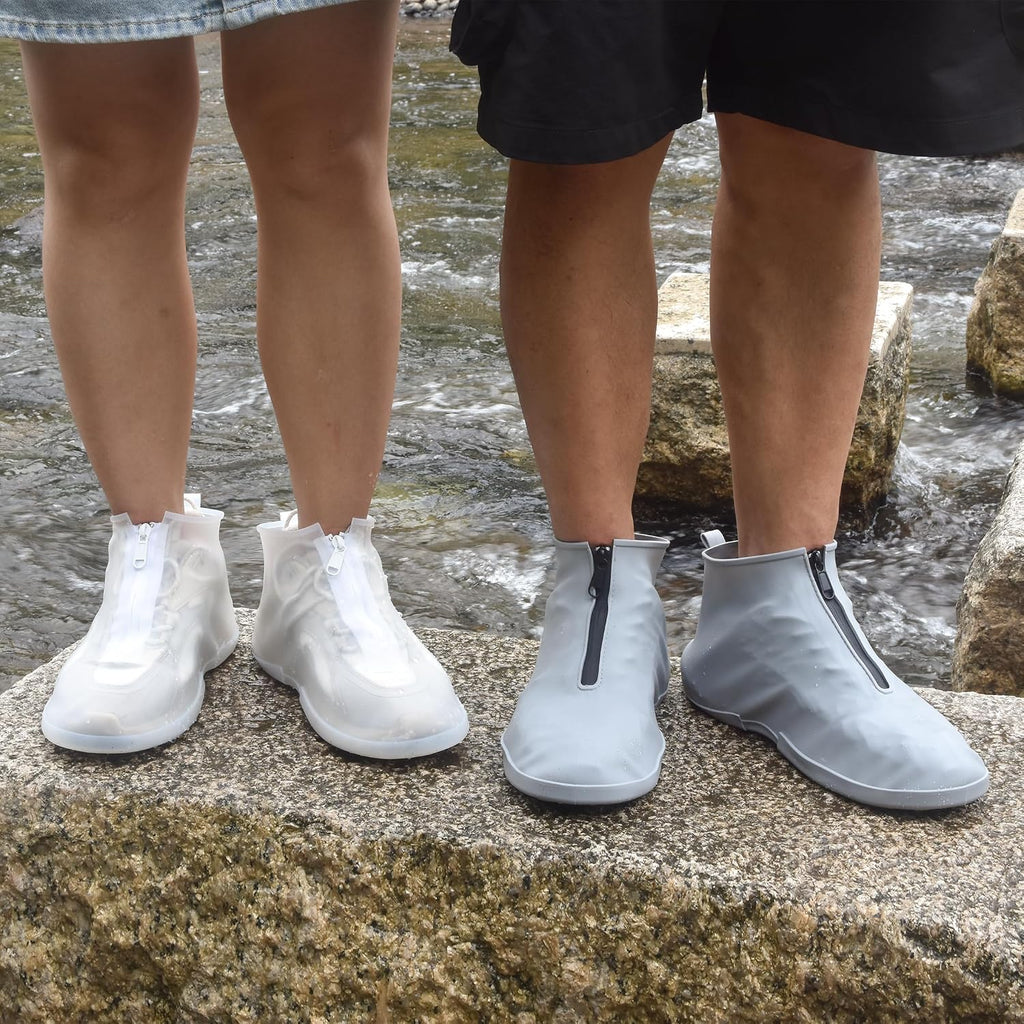 Waterproof Shoe Covers Slip-Resistant Overshoes Newly Upgraded and Latest Model for Men Women, Reusable Rain Boots for Outdoor, Cycling, Hiking, Work (Grey, M (Women 6-7.5, Men 5-6.5))