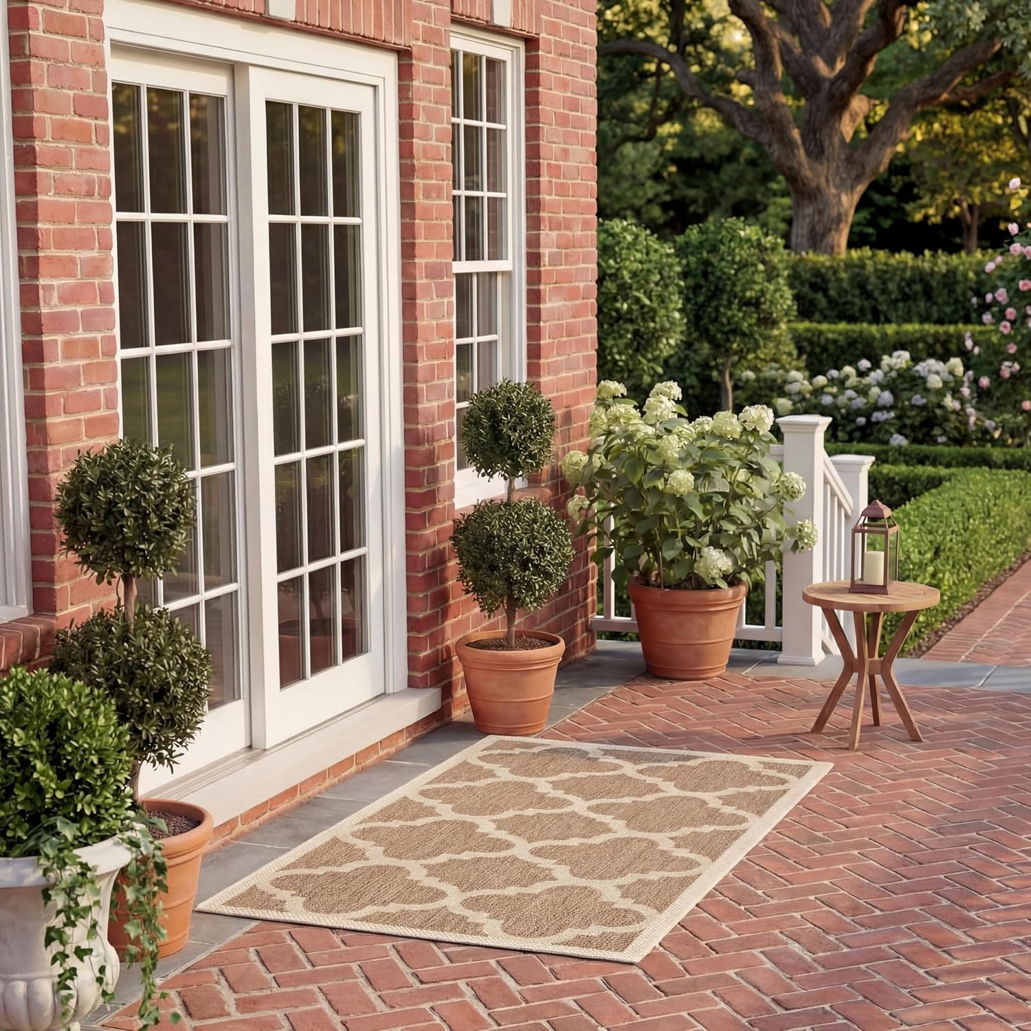 SAFAVIEH Washable Rug Outdoor Courtyard Collection - 2' x 3'7", Brown, Non-Shedding & Easy Cleaning, Ideal for Patio, Front Door, Entryway, Doormat (CY6243-242)