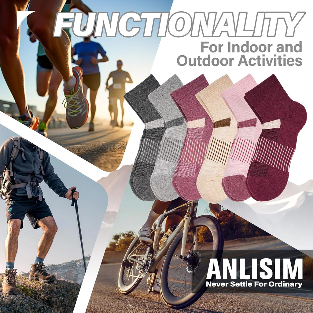 Anlisim Merino Wool Ankle Running Hiking Socks for Women and Men