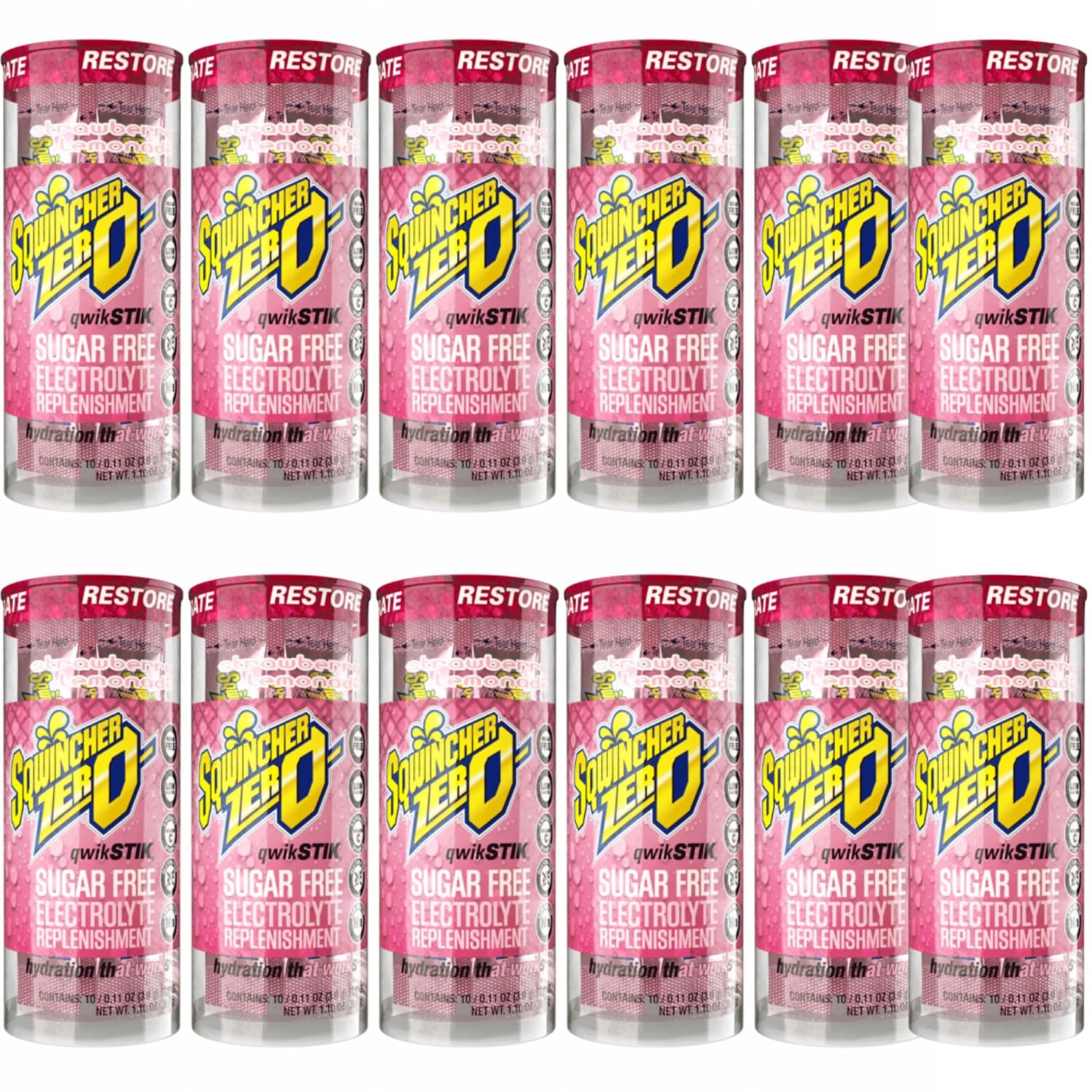 Sqwincher Zero Qwik Stik - Single Serve, Sugar Free, Low Calorie, Low Sodium Electrolyte Replacement Powder Hydration Drink Mix, 0.11 oz Packet (Pack of 250)