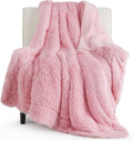 Bedsure Faux Fur Fluffy Fleece Sherpa Blanket Couch Throw Pink 50"x60"