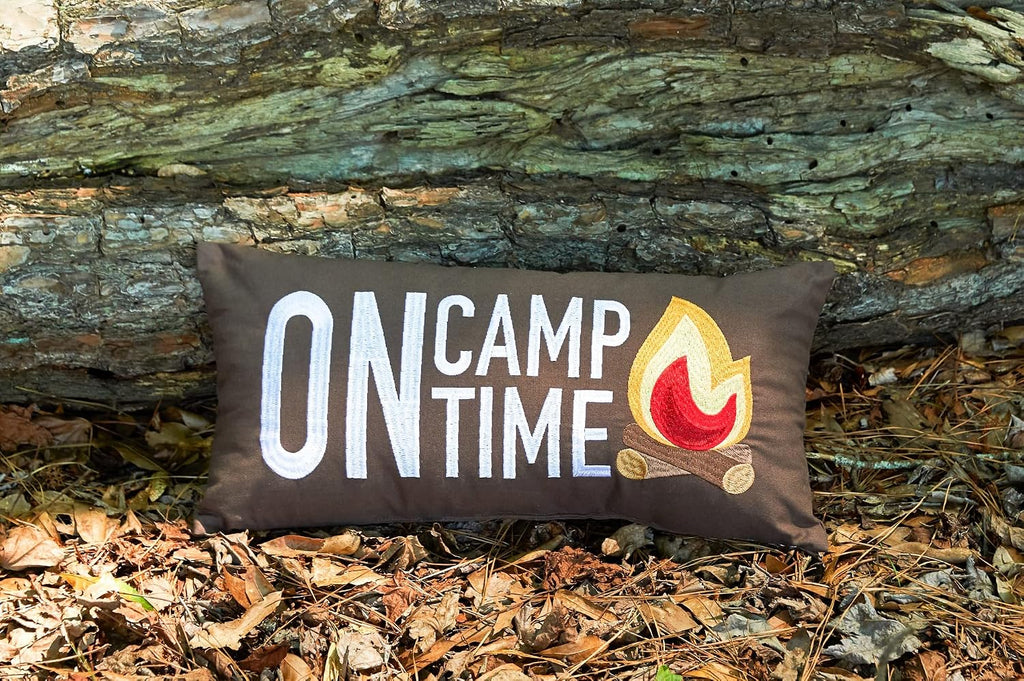 C&F Home Campfire On Camp Time Embroidered Long Accent Pillow 10" x 20"