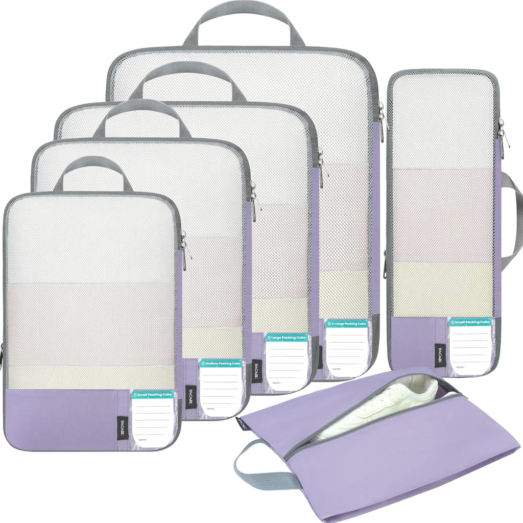 BAGAIL Lightweight Compression Packing Cubes for Travel, 6 Set,Dusty Purple