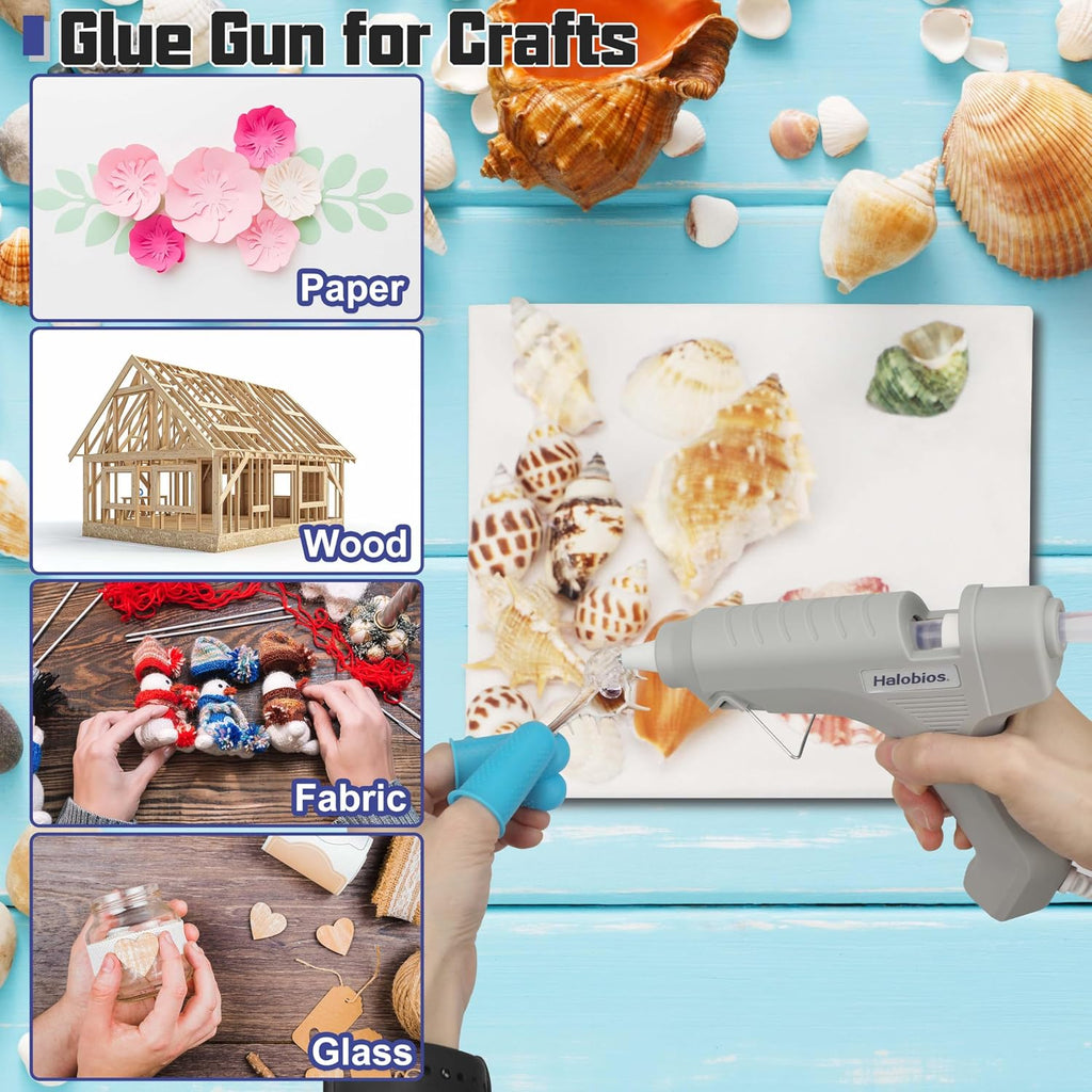 Halobios Hot Glue Gun, Fast Preheating Hot Melt Glue Gun with 20 Glue Sticks, Hot Glue Gun Full Size for Making Decoration School DIY Crafts Projects Home Repairs(40W Gray)
