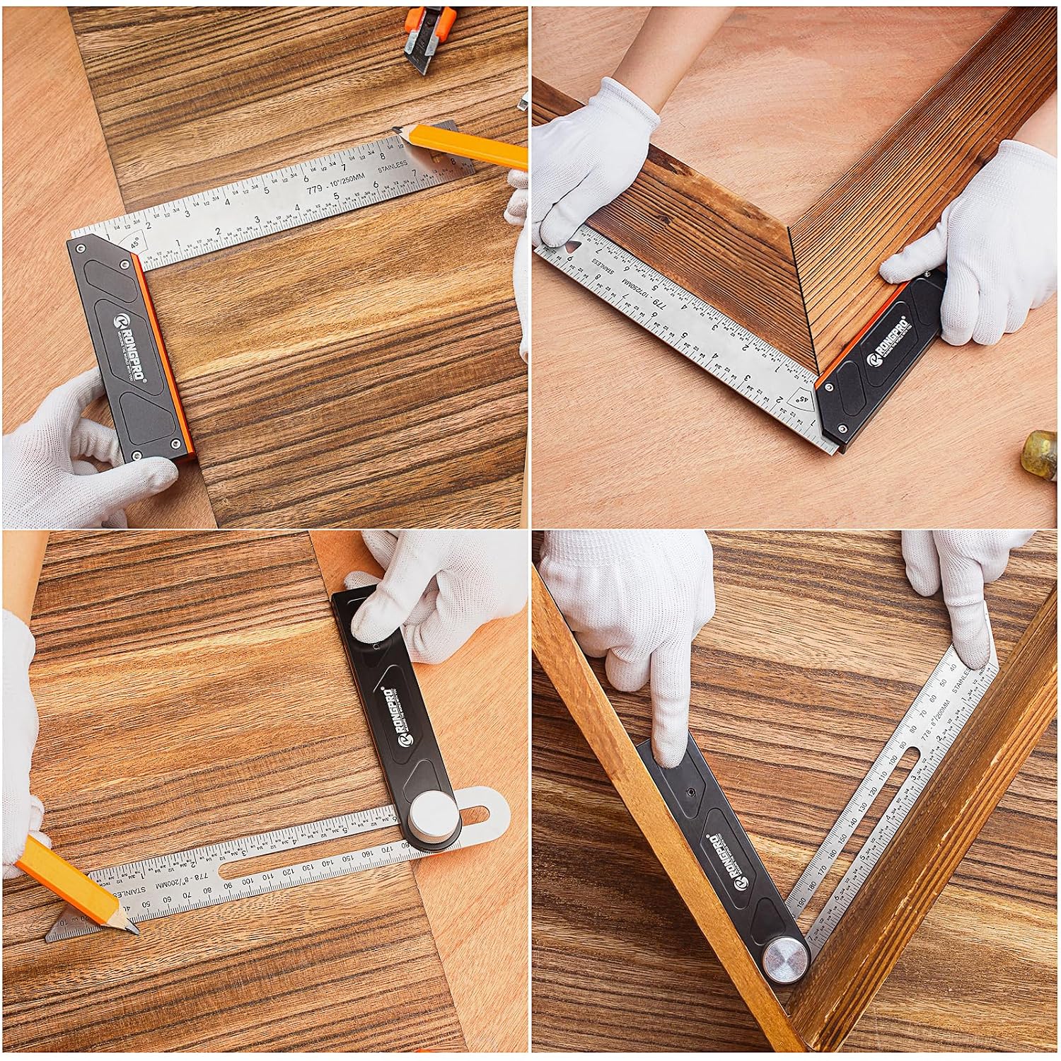 10Inch Woodworking Square Ruler and T-Bevel Gauge Set - 1/16" Precision,Sliding T-Bevel and T Measurements Ruler, Aluminum Handle Carpenter Square Layout Tool for Woodworking -Imperial…