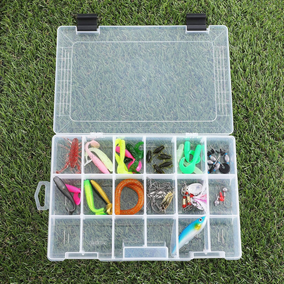 4 Pcs 3600 Tackle Trays, Plastic Storage Organizer Box with Removable Dividers - Tackle Boxes - Fishing Tackle Storage, 18 Grids