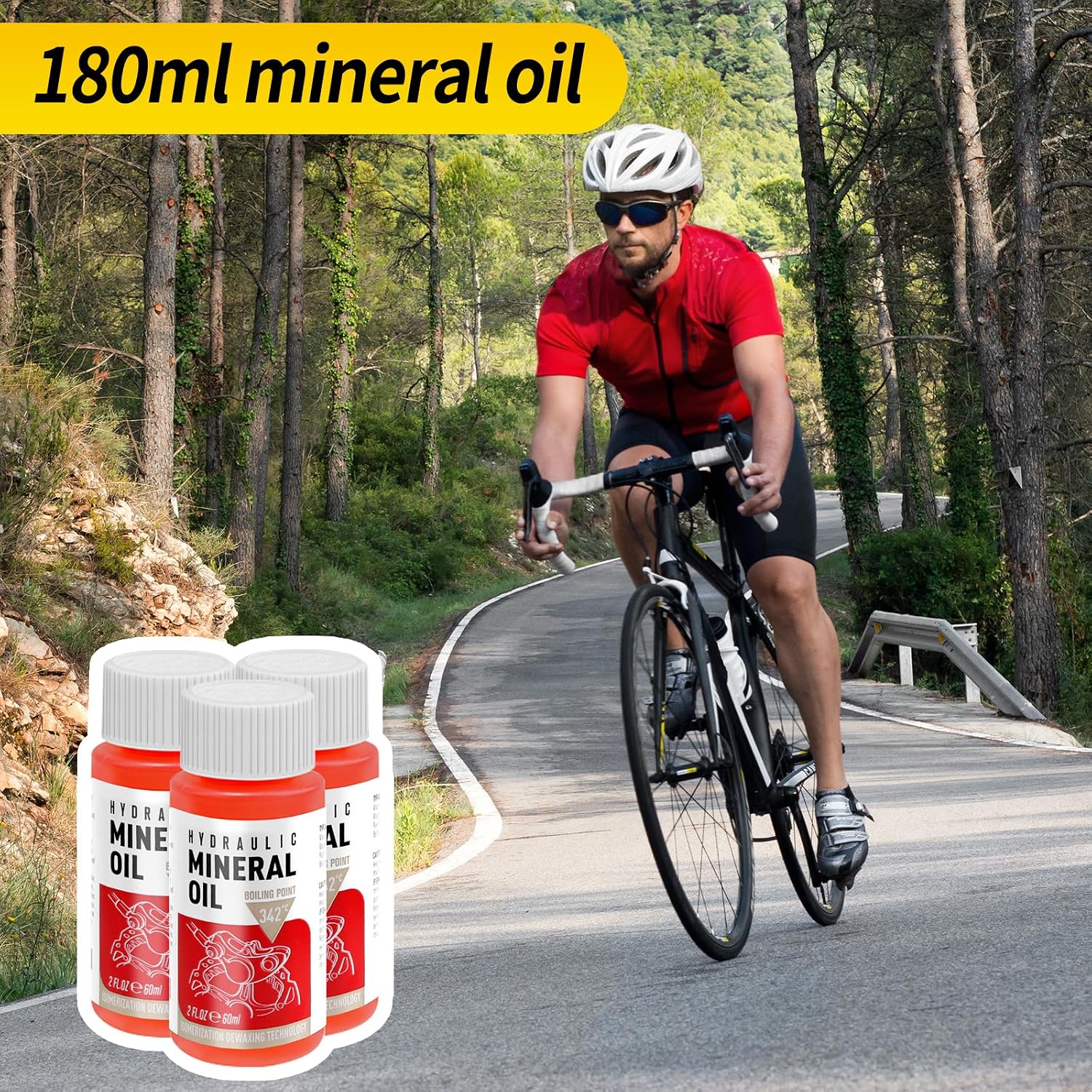 Pmbqifay Brake Bleed Kit for Shimano,TEKTRO, TRP Hydraulic Disc Brakes, with 180 ml Mineral Oil Brake Fluid, Bike Hydraulic Brake Bleed Kit for MTB/Road Bike Brake