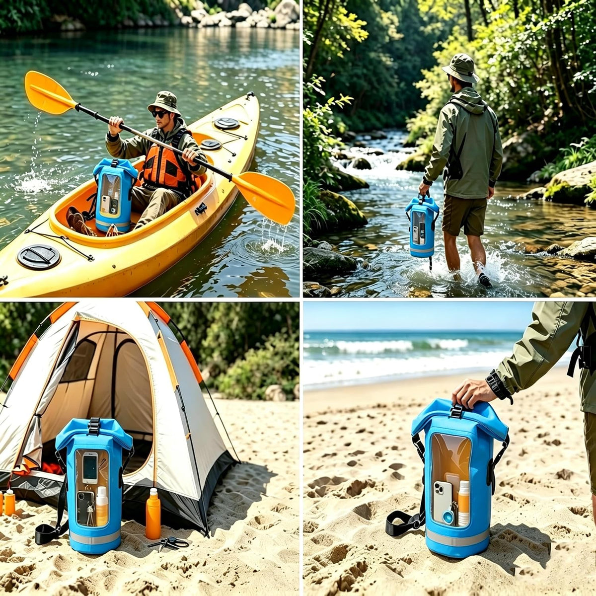 Waterproof Dry Bag with Clear Window, 500D Heavy Duty Roll Top Marine Sack