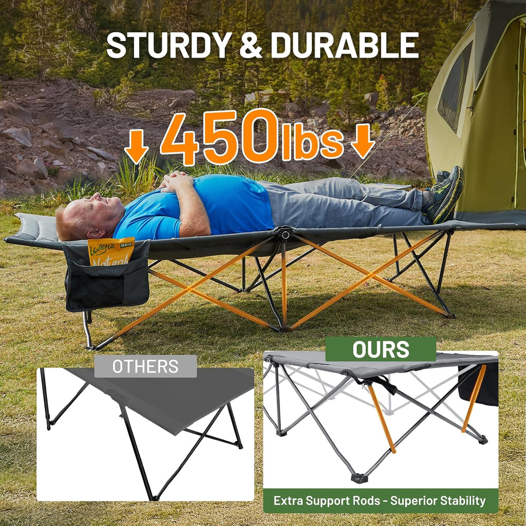 TIMBER RIDGE 31.8" Extra Wide Camping Cot for Adult, Easy Set Up, Heavy Duty Oversized Sleeping Bed with Carry Bag for Camping, Travel and Outdoors, Support up to 450lbs, Grey 2 Pack
