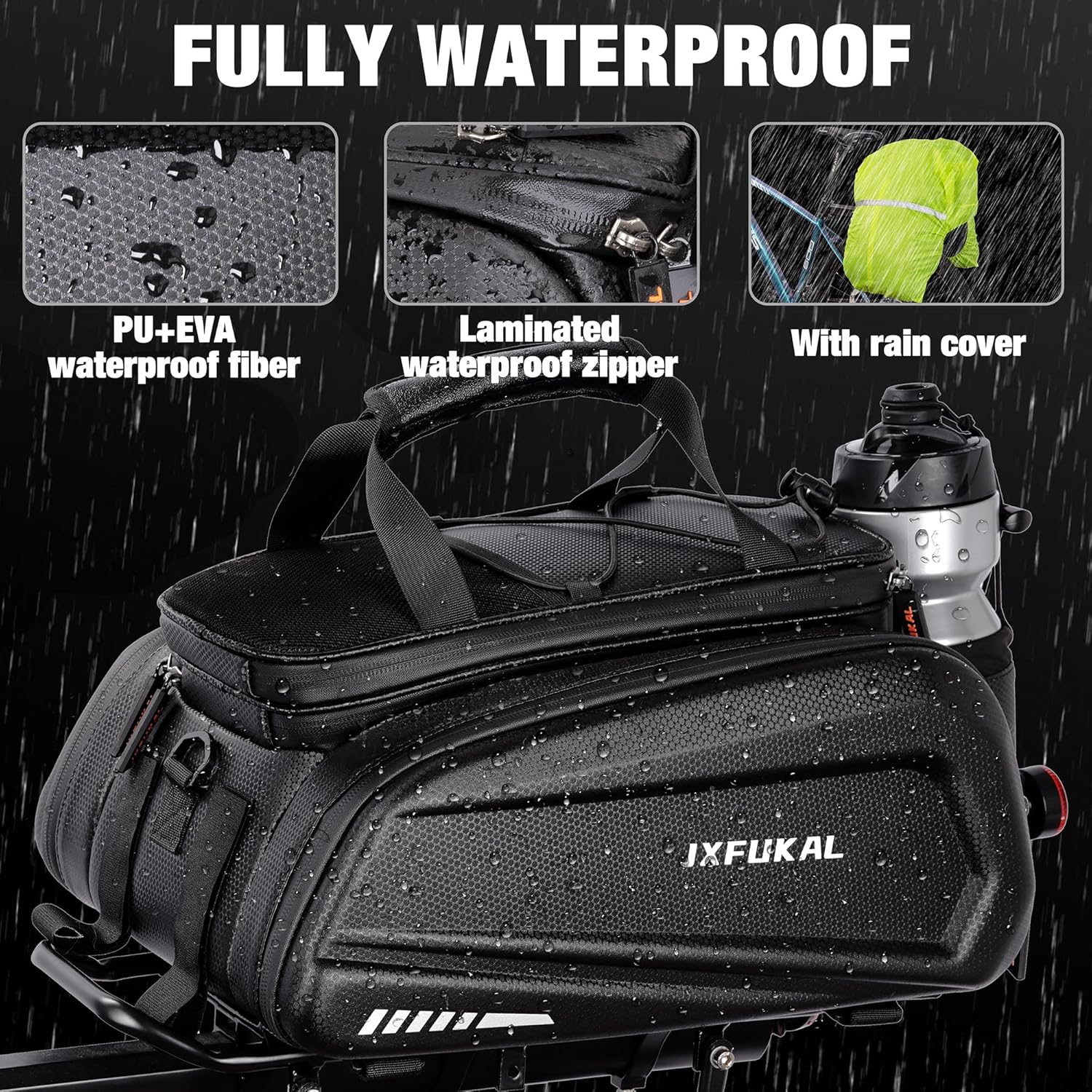 JXFUKAL Bike Bags for Bicycle Rear Rack - 9.5L/17L/40L Hard Shell Ebike Bag
