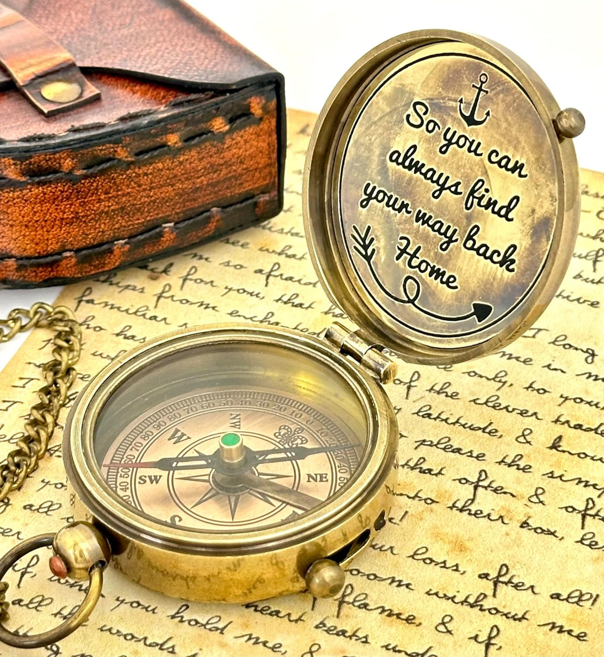Brass Compass - So You can Always find Your Way Back Home - Engraved Compass - Personalized Compass - Anniversary Mens Gift - Graduation Gift - Gift for Boys/Mens
