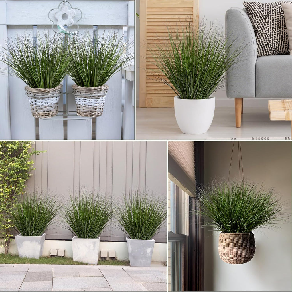 Artificial Wheat Grass, 8 Stems, 17.3" Fake Plants Faux Grass Greenery for Indoor & Outdoor Décor, Artificial Greenery for Planters, Porch, Patio & Home Decoration