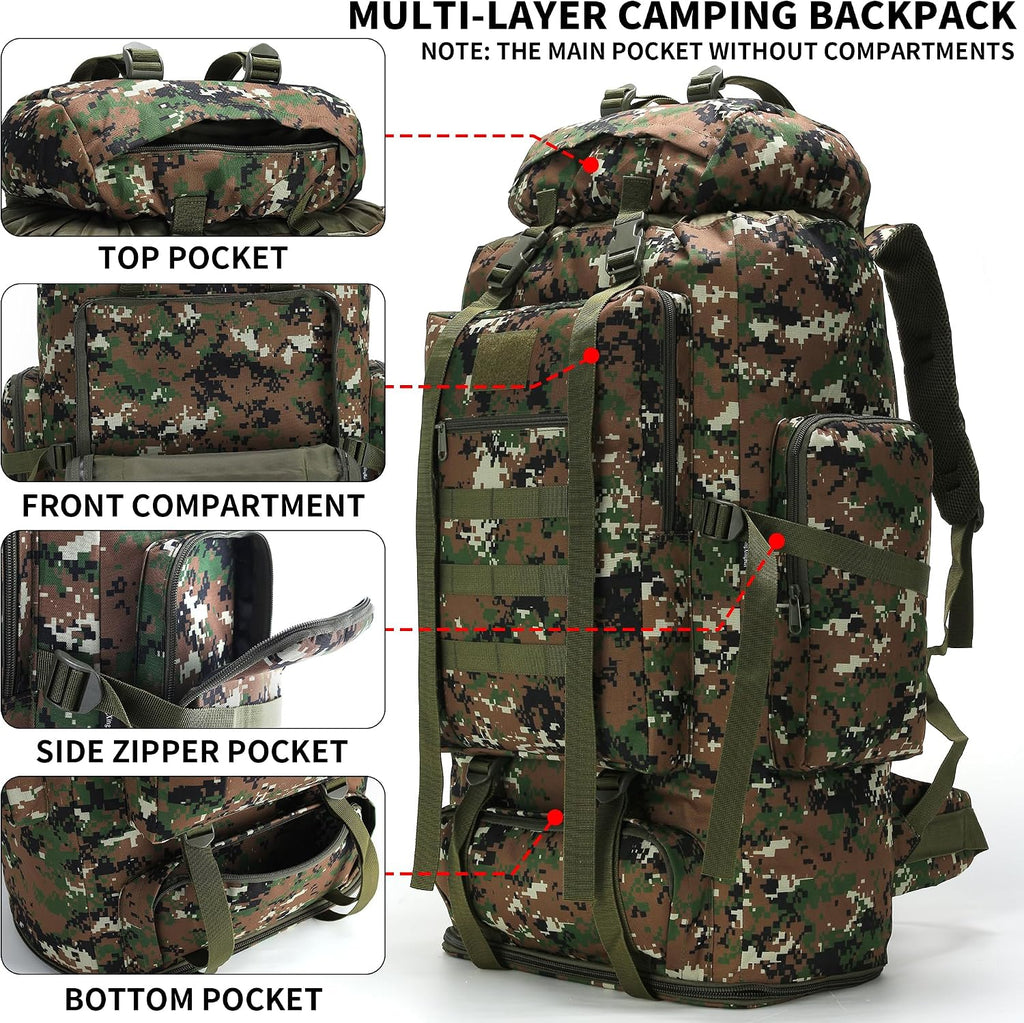 Hiking Backpack for Men 70L/100L Camping Backpack Military Rucksack Molle 3 Days Assault Pack for Climbing