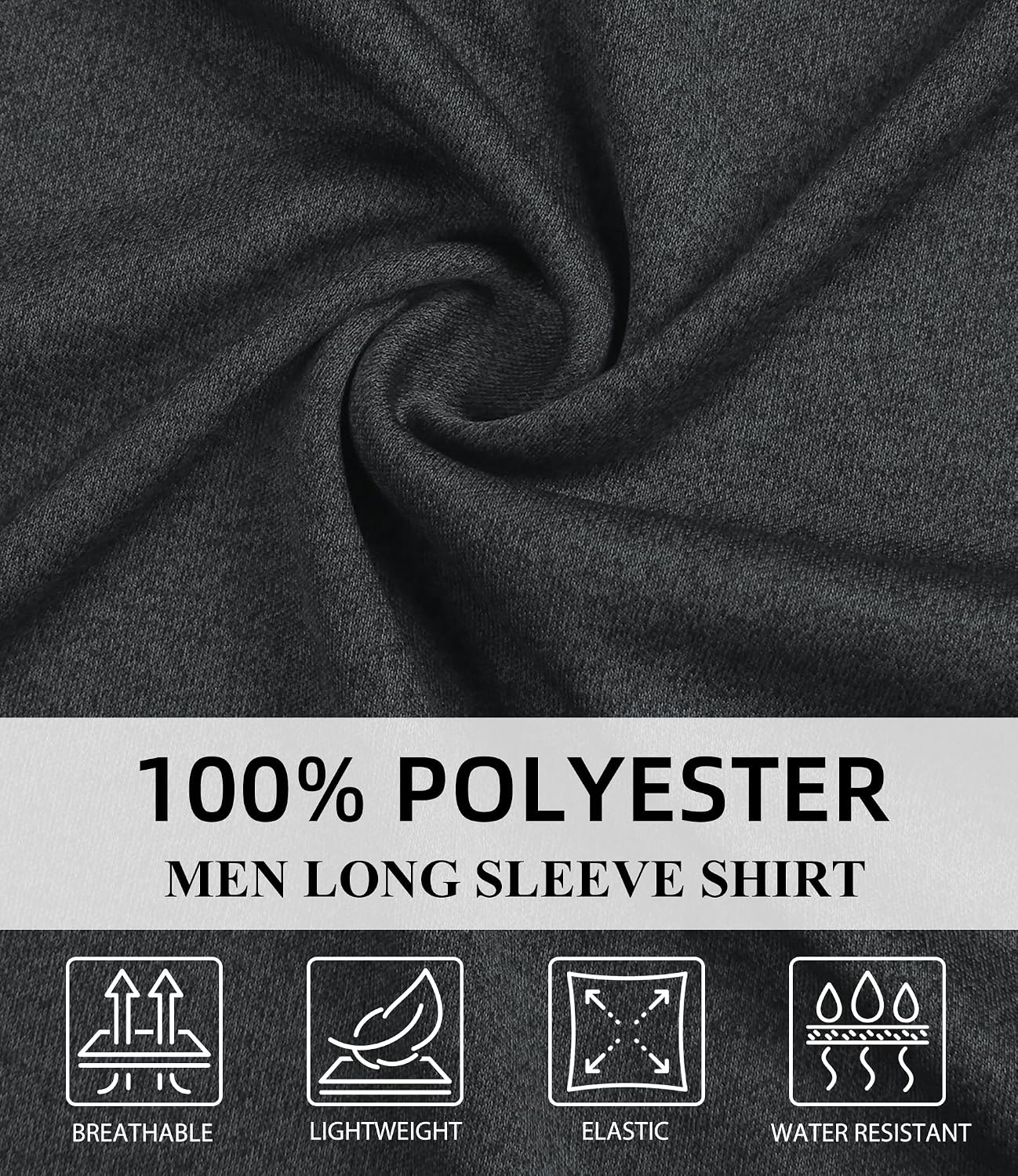 Kinglaman 6 Pack Men Dry Fit Workout Long Sleeve UPF 50+ Athletic Gym Shirt