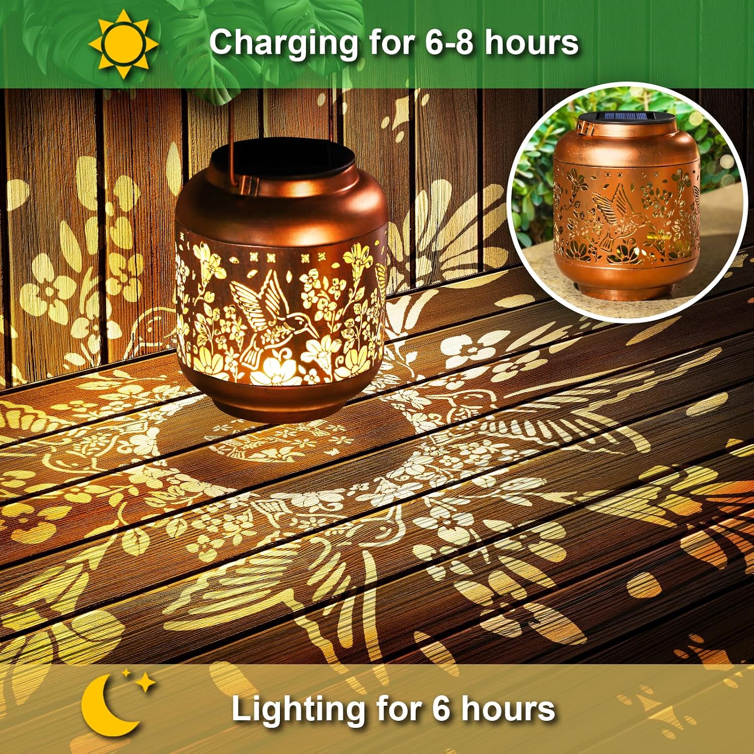 Mothers Day Gifts Hummingbird Solar Lanterns Garden Decor Birthday Gifts for Women Mom Grandma Hanging Solar Lights Outdoor Waterproof Decoration for Outside LED Lanterns for Yard Patio Lawn